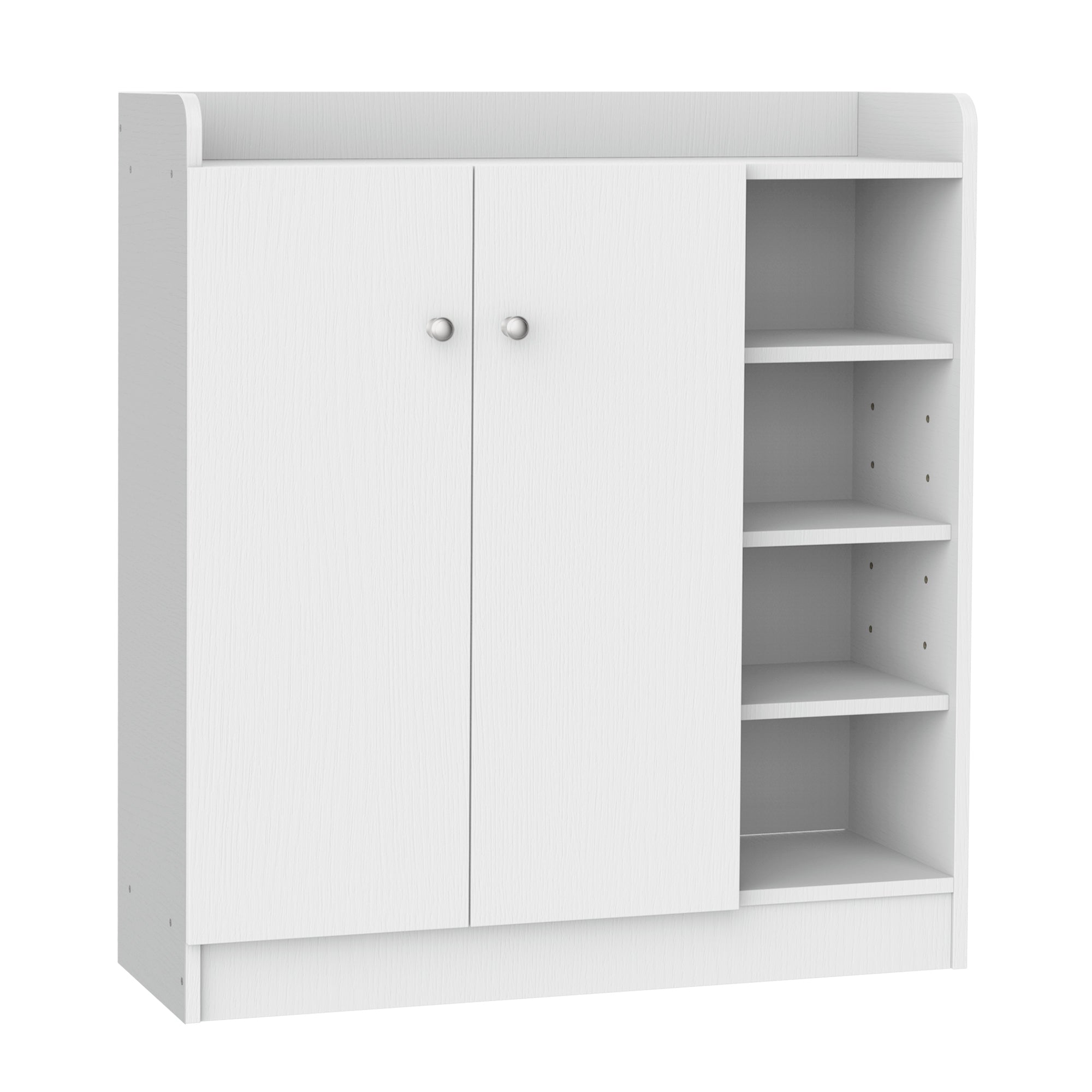 HOMCOM Shoe Storage Cabinet  Two Doors w/ Adjustable 4 Shelves Cupboard Footwear Rack Stand Organiser Hallway White 