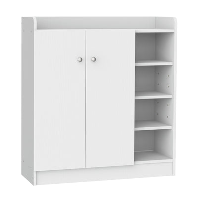 HOMCOM Shoe Storage Cabinet  Two Doors w/ Adjustable 4 Shelves Cupboard Footwear Rack Stand Organiser Hallway White 