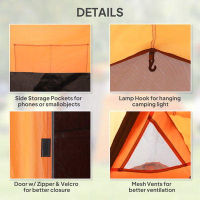 Outsunny 2-3 Man Tunnel Tents w/ Vestibule Camping Tent Porch Air Vents Weather-Resistant Shelter, Orange 
