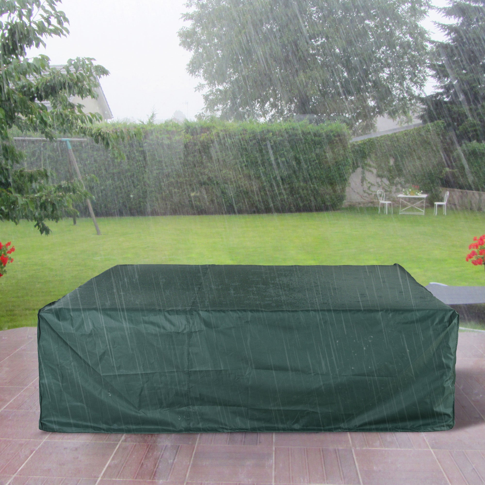 Outsunny Large Patio Garden Furniture Set Cover 600D Oxford Square Waterproof, 230 x 230 x 70 cm, Green 