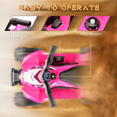 AIYAPLAY Honda Licensed Kids Electric Quad Bike, 6V ATV Ride On for Ages 1.5-3 Years, Pink 