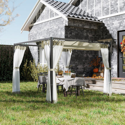 Outsunny 3 x 3m Aluminium Frame Pergola, with Retractable Roof - Khaki 