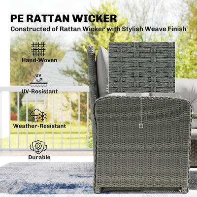 Outsunny 6 Pieces Outdoor PE Rattan Garden Furniture, Patio Wicker Sectional Conversation Corner Sofa 