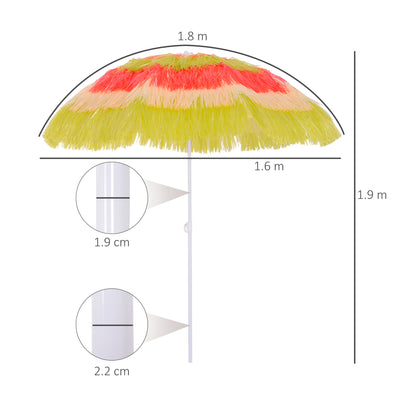 Outsunny 1.6m Patio Garden Hawaii Beach Sun Umbrella Sunshade Hawaiian Folding Tilting Crank Parasol (Multicolor) 