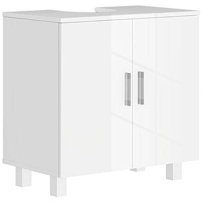 HOMCOM Bathroom Under Sink Cabinet for Basin without or with Pedestal - High Gloss White 