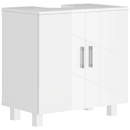 HOMCOM Bathroom Under Sink Cabinet for Basin without or with Pedestal - High Gloss White