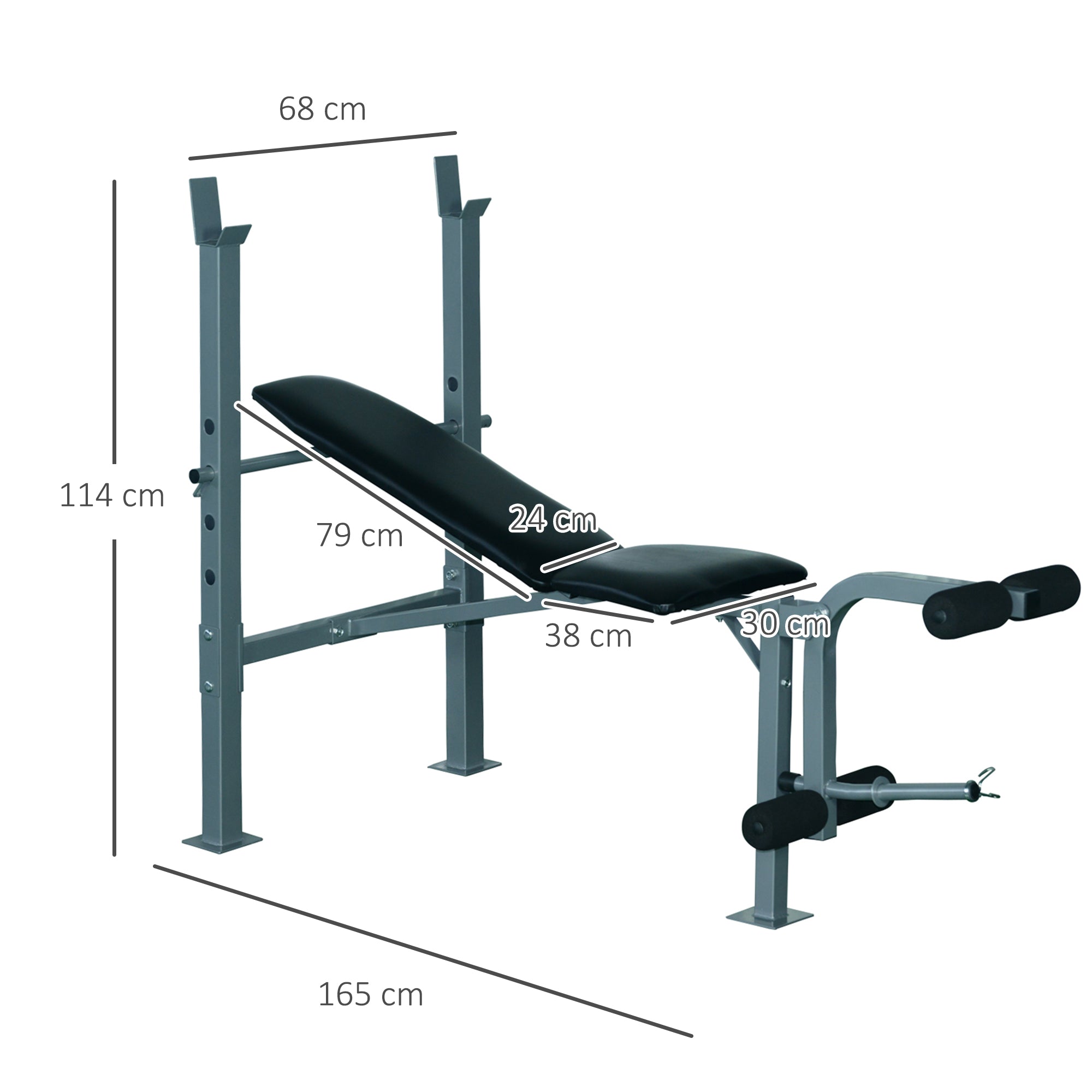 HOMCOM 4-Levels Adjustable Weight Bench Fitness Equipment with Barbell Rack-Black 