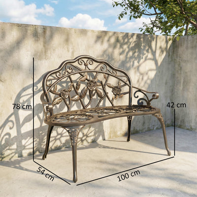 Outsunny Cast Aluminium Garden Bench - Bronze Tone 