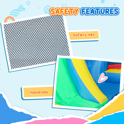 AIYAPLAY Inflatable Bouncy Castle with 550W Blower, Basketball Hoop, Long Slide, Dart Board, Carrying Bag, 385 x 290 x 180 cm 
