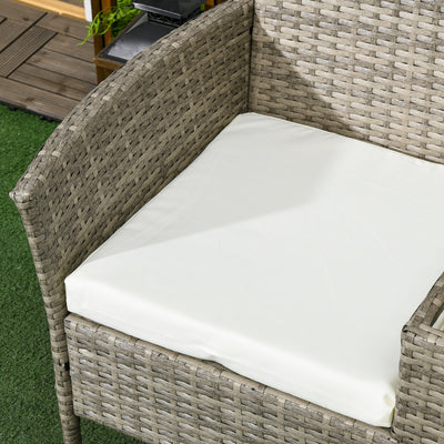 Outsunny Two-Seat Rattan Chair, with Middle Table - Grey 