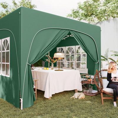 Outsunny 3 x 3m Pop-Up Gazebo Shelter, with Accessories - Dark Green 