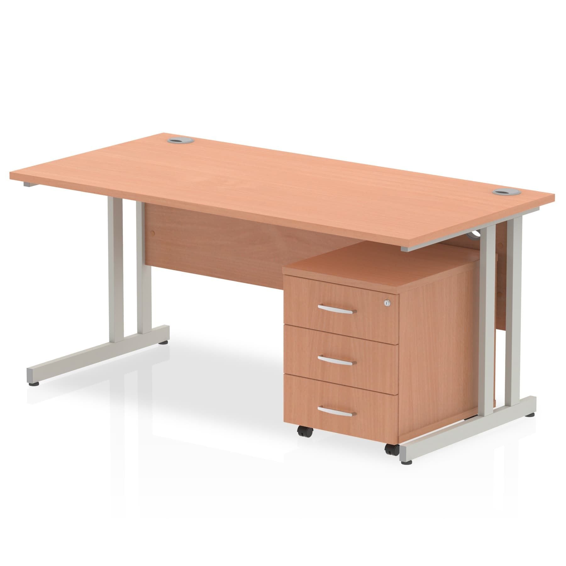 Impulse 1600mm Cantilever Straight Desk With Mobile Pedestal