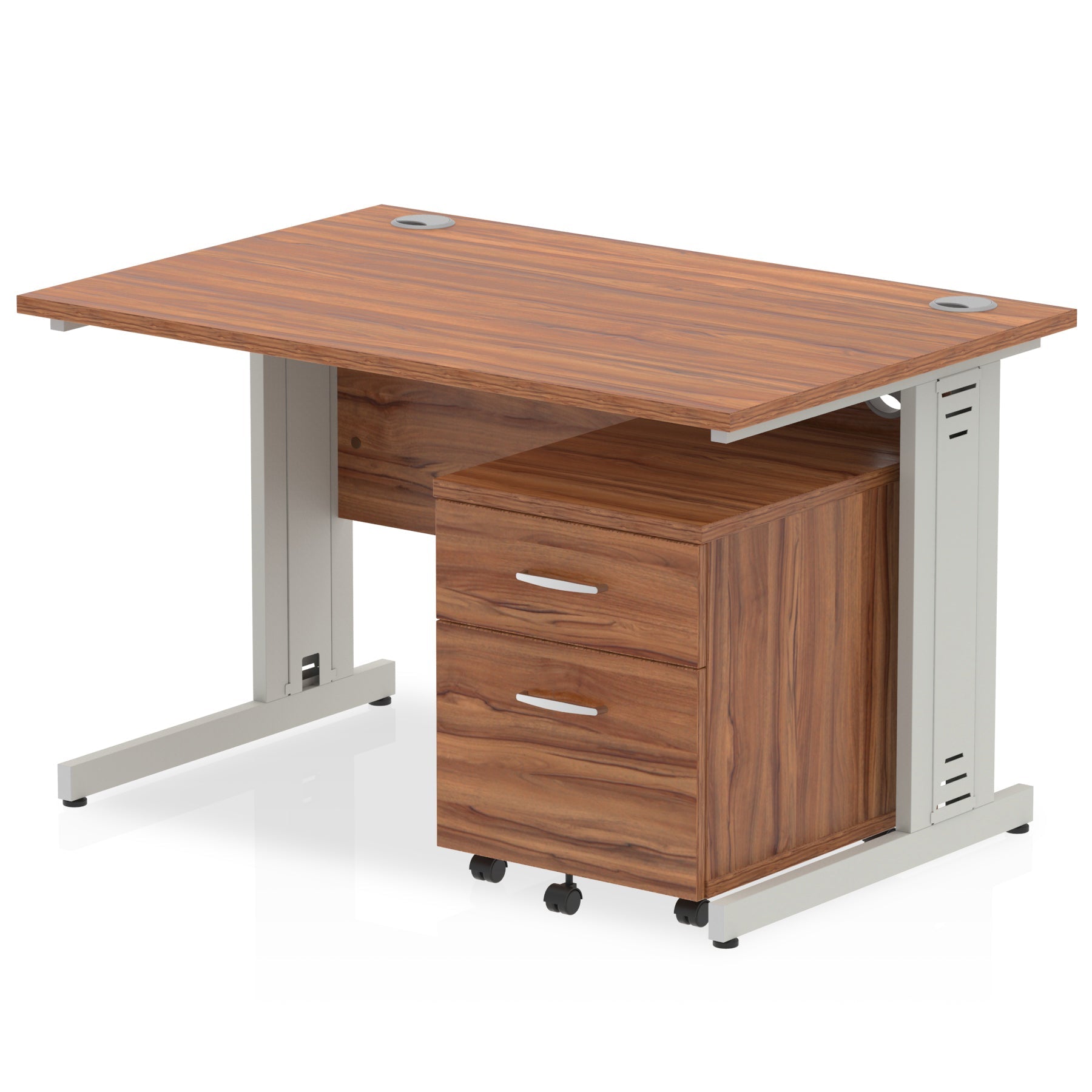 Impulse 1200mm Cable Managed Straight Desk With Mobile Pedestal