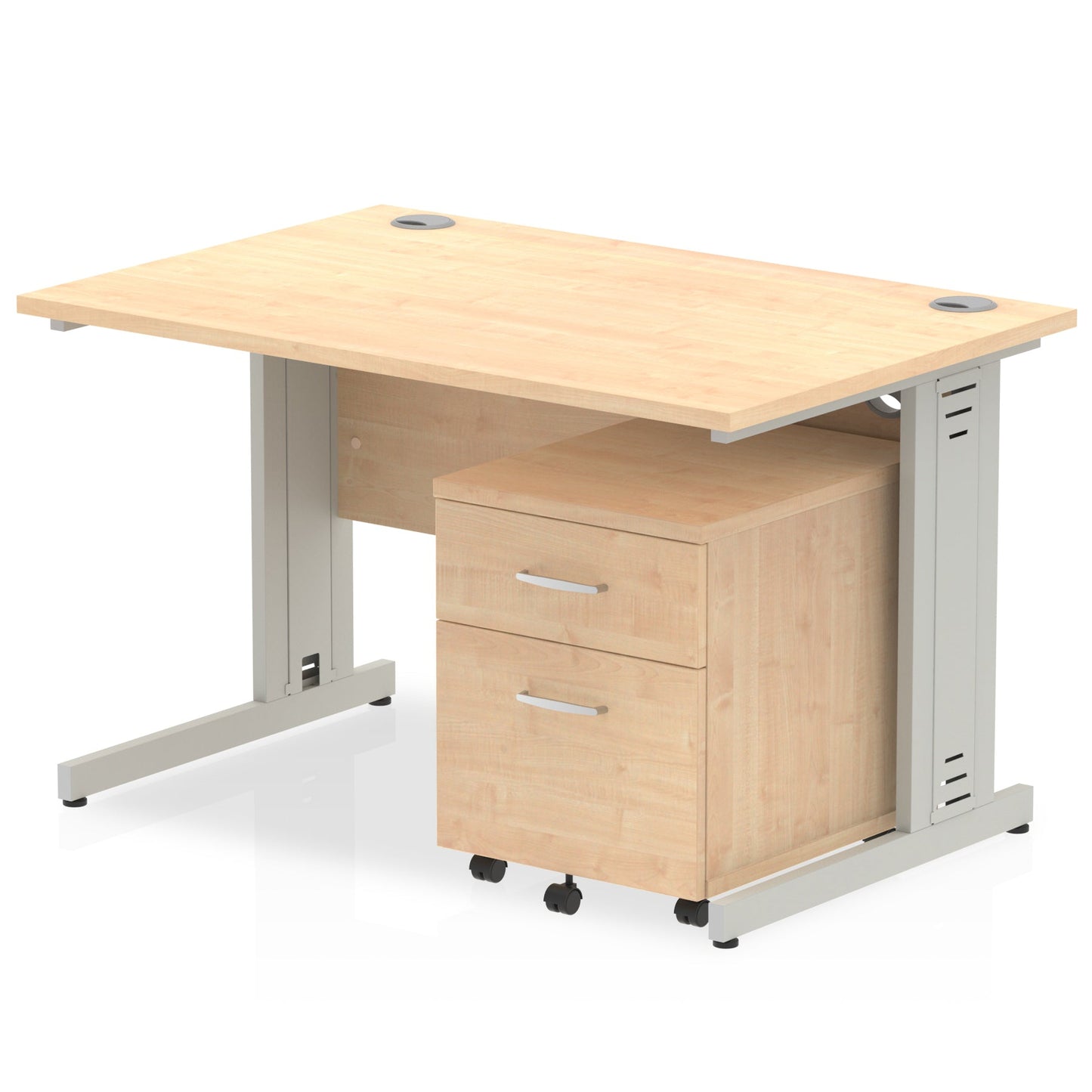 Impulse 1200mm Cable Managed Straight Desk With Mobile Pedestal