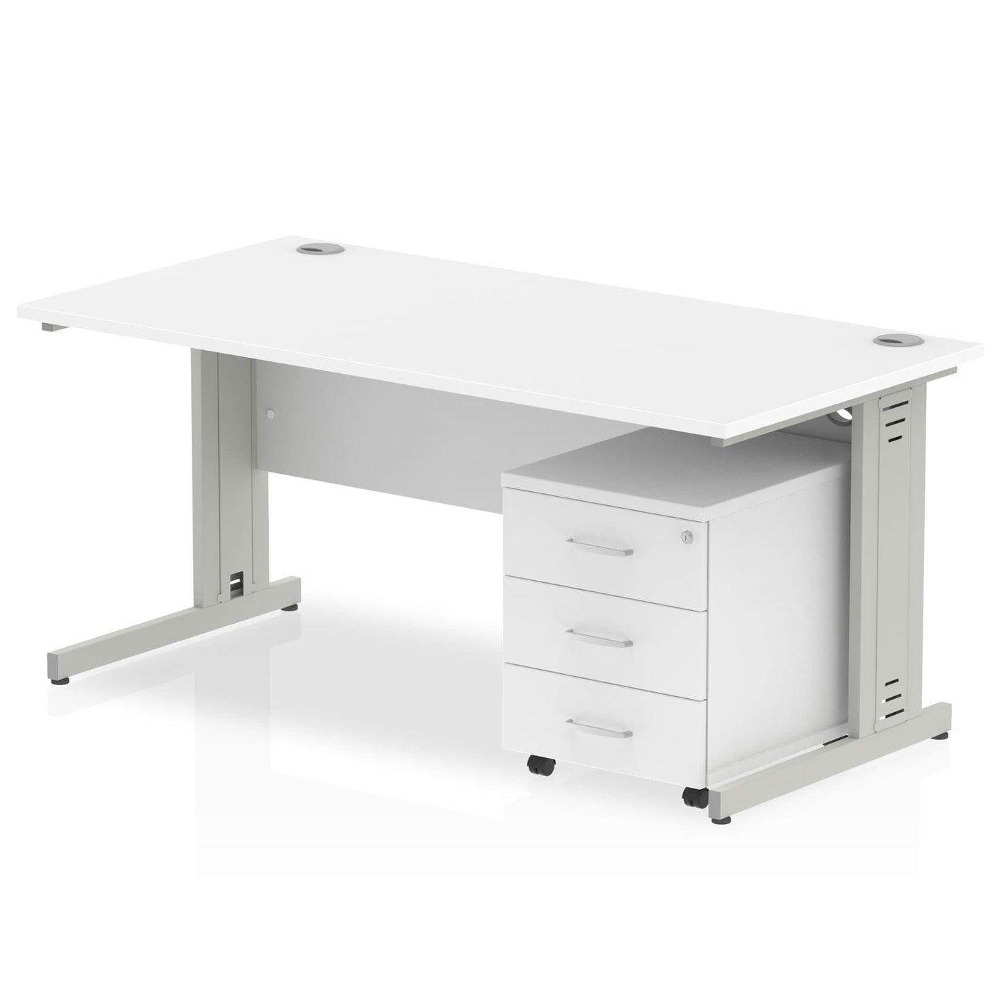 Impulse 1200mm Cable Managed Straight Desk With Mobile Pedestal