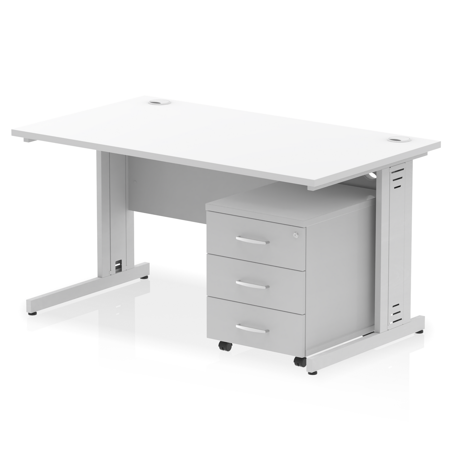 Impulse 1400mm Cable Managed Straight Desk With Mobile Pedestal