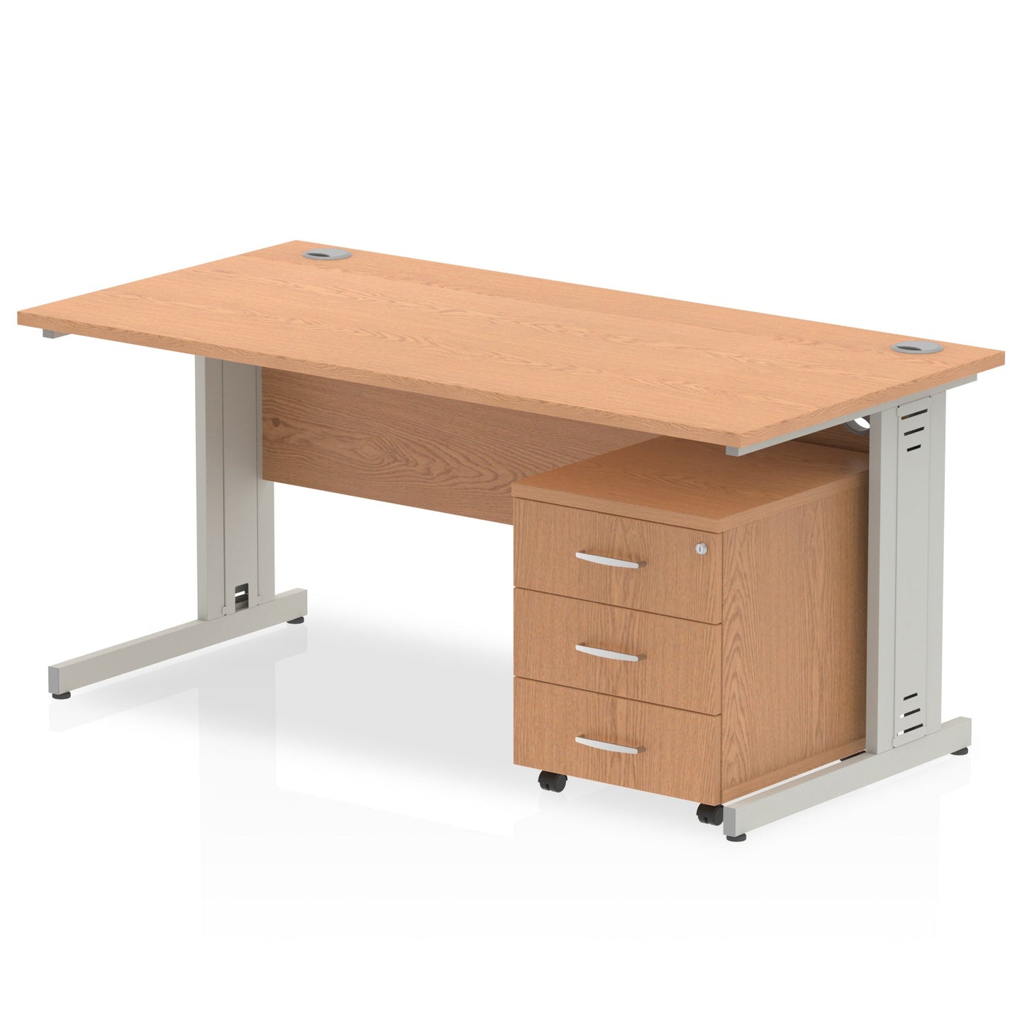 Impulse 1200mm Cable Managed Straight Desk With Mobile Pedestal