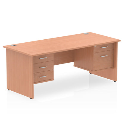 Impulse 1600mm Panel End Straight Desk With Two Fixed Pedestal