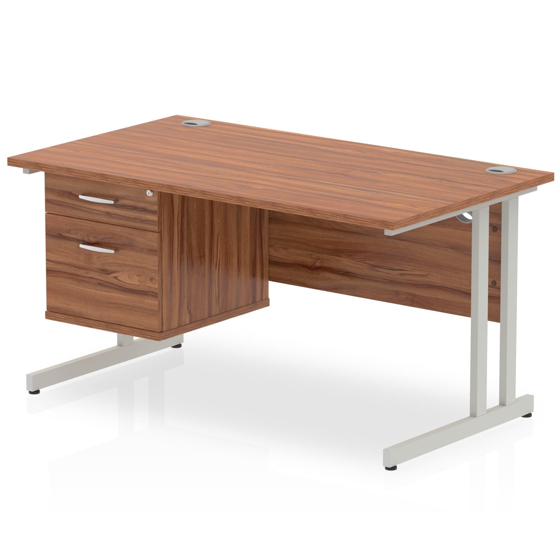 Impulse 1400mm Cantilever Straight Desk With Single Fixed Pedestal