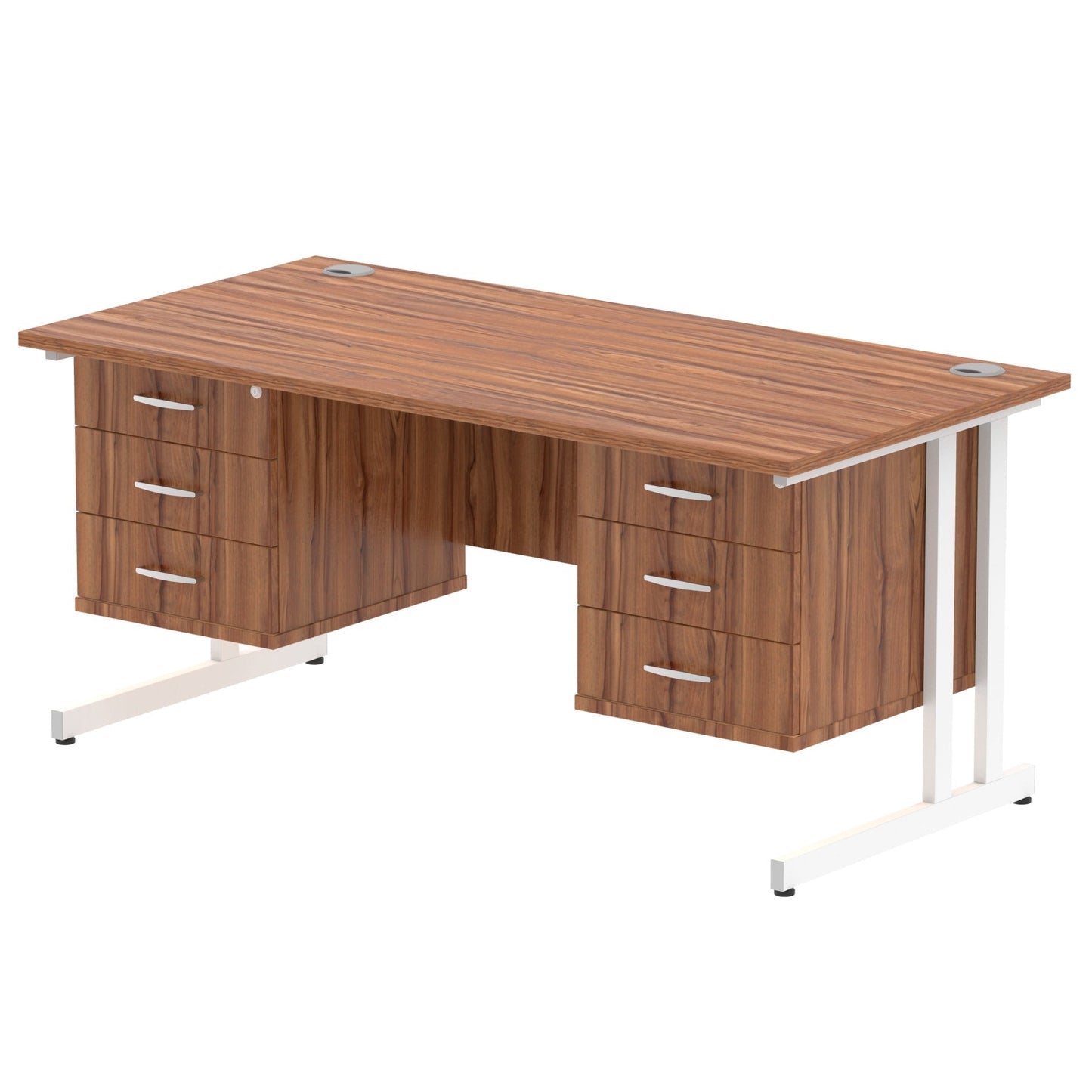 Impulse 1600mm Cantilever Straight Desk With Two Fixed Pedestal