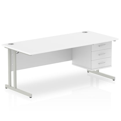 Impulse 1800mm Cantilever Straight Desk With Single Fixed Pedestal