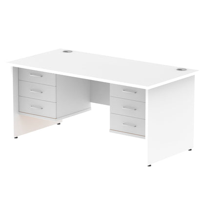 Impulse 1600mm Panel End Straight Desk With Two Fixed Pedestal