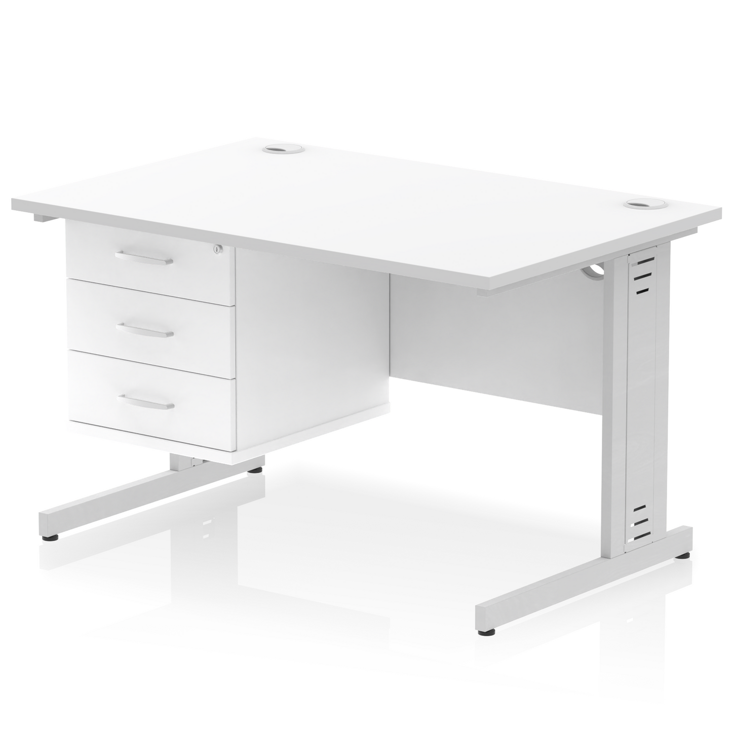 Impulse 1200mm Cable Managed Straight Desk With Single Fixed Pedestal