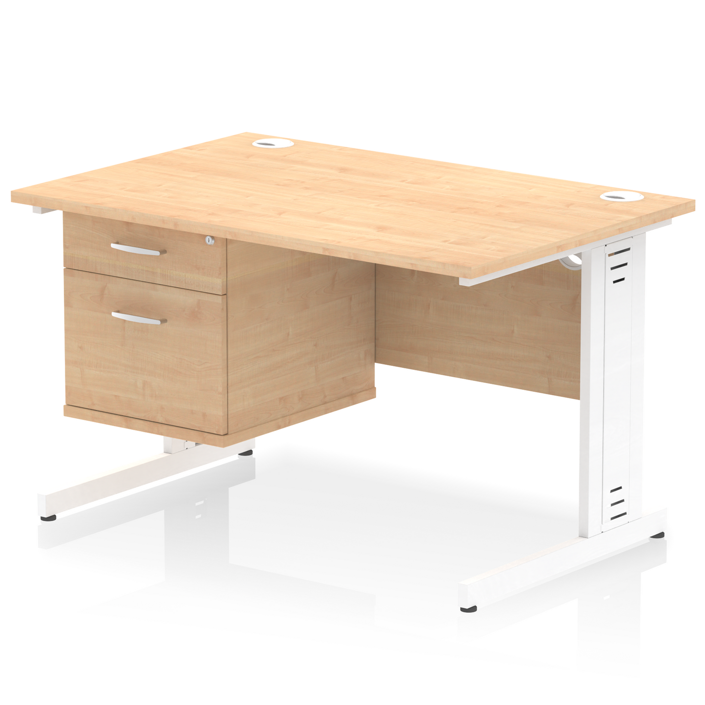 Impulse 1200mm Cable Managed Straight Desk With Single Fixed Pedestal