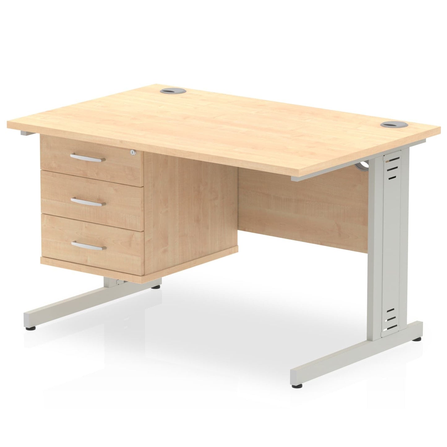 Impulse 1200mm Cable Managed Straight Desk With Single Fixed Pedestal