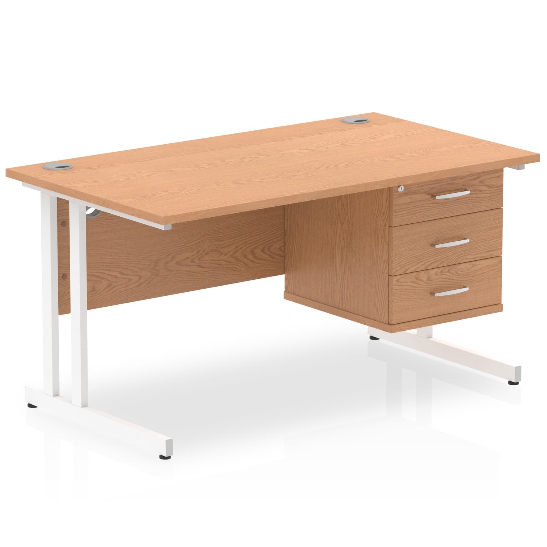 Impulse 1400mm Cantilever Straight Desk With Single Fixed Pedestal