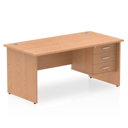 Impulse 1600mm Panel End Straight Desk With Single Fixed Pedestal