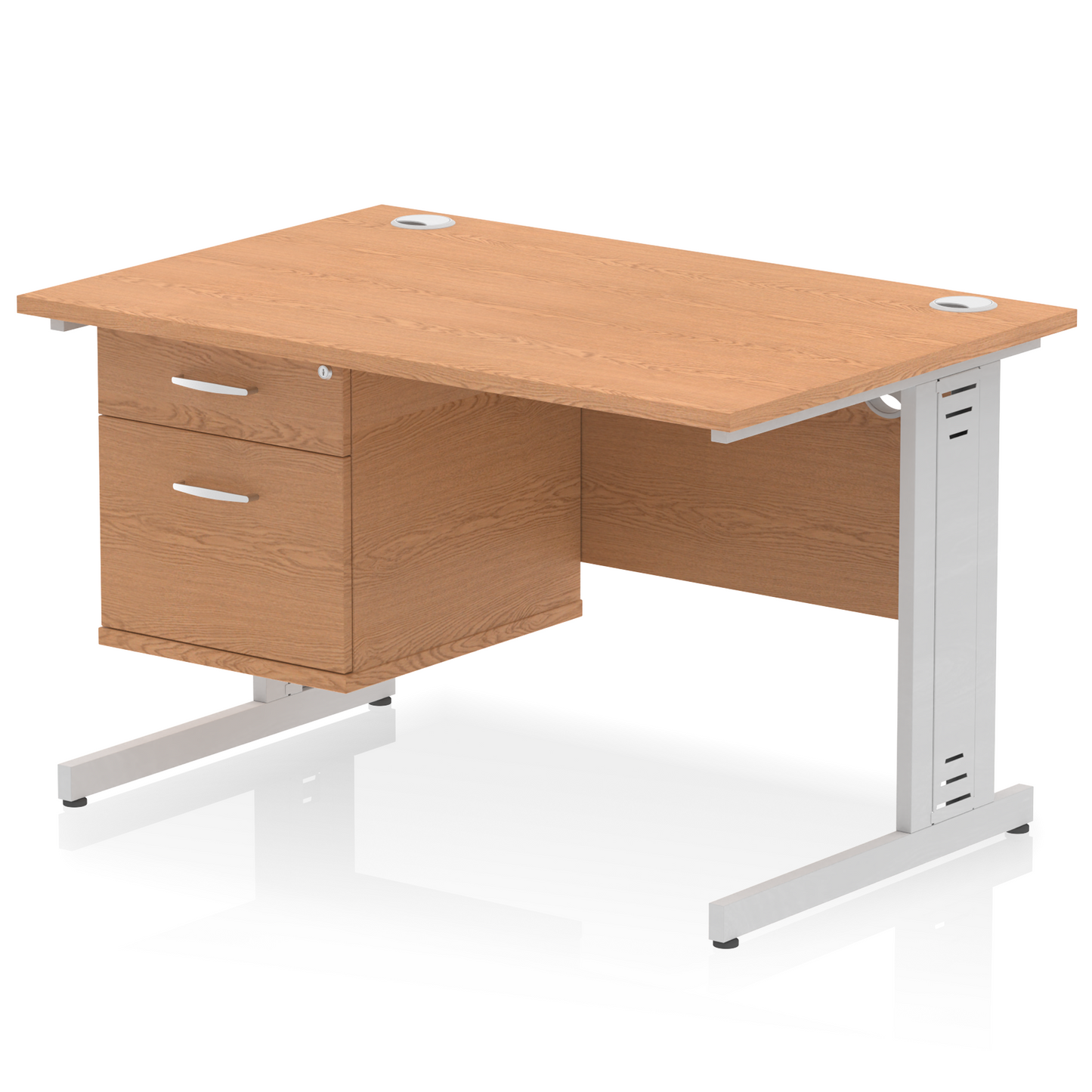 Impulse 1200mm Cable Managed Straight Desk With Single Fixed Pedestal