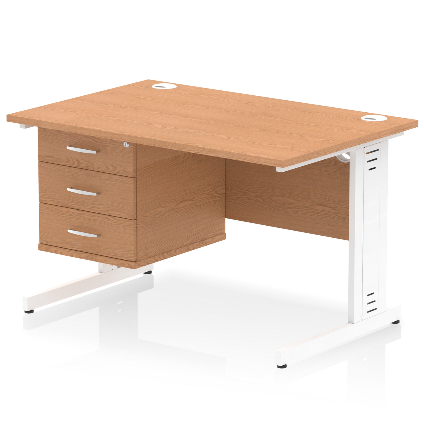 Impulse 1200mm Cable Managed Straight Desk With Single Fixed Pedestal