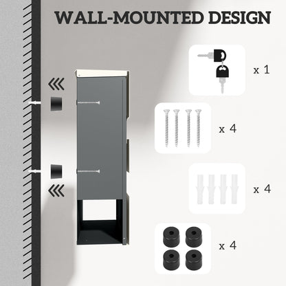 HOMCOM Locking Galvanised Steel Letterbox - White/Black 