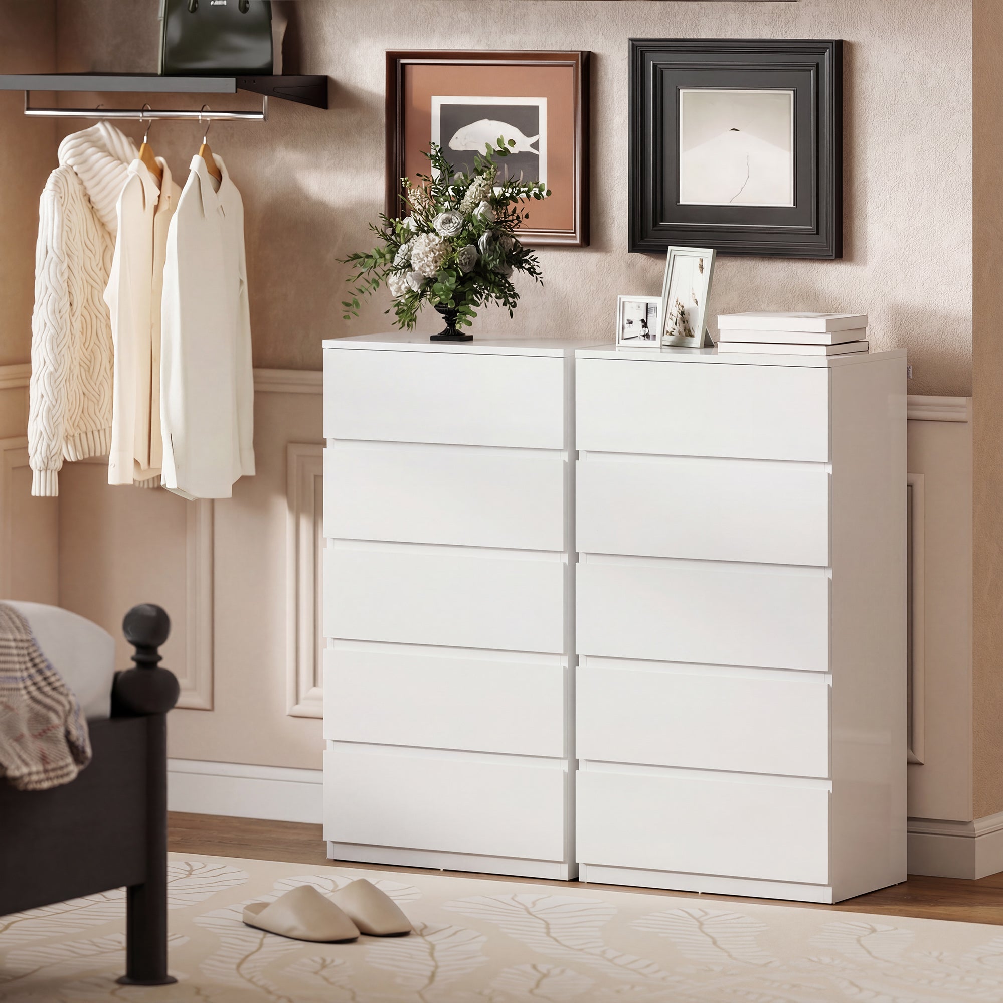 HOMCOM Chest of Drawers, 5-Drawer Storage Cabinets, Modern Dresser, Storage Drawer Unit for Bedroom 