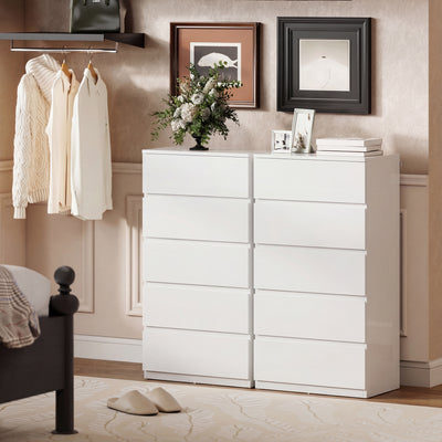 HOMCOM Chest of Drawers, 5-Drawer Storage Cabinets, Modern Dresser, Storage Drawer Unit for Bedroom 
