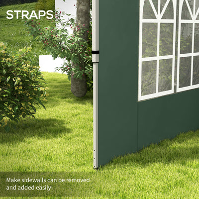 Outsunny Gazebo Side Panels, Sides Replacement with Window for 3x3(m) or 3x4m Pop Up Gazebo, 2 Pack, Green 