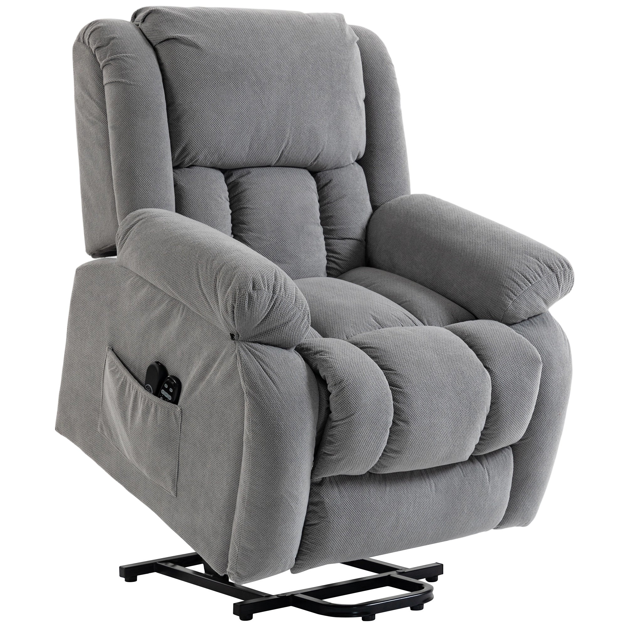 HOMCOM Recliner Armchair Lift Chair, Electric Recliner Chair with Vibration Massage and Heat, Wide Seat, USB Port, Light Grey 