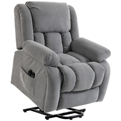 HOMCOM Recliner Armchair Lift Chair, Electric Recliner Chair with Vibration Massage and Heat, Wide Seat, USB Port, Light Grey 