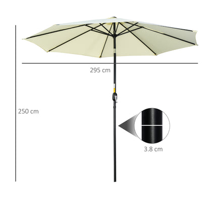 Outsunny 3(m) Tilting Parasol Garden Umbrellas, Outdoor Sun Shade with 8 Ribs, Tilt and Crank Handle for Balcony, Bench, Garden, Beige 