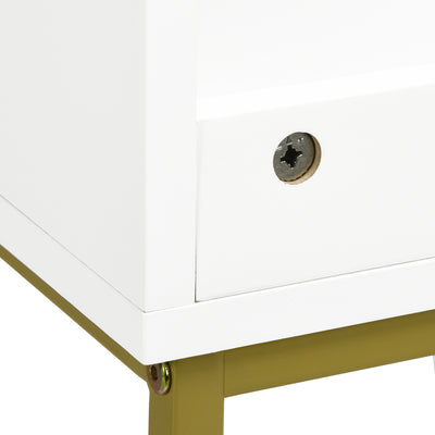kleankin Bathroom Mirror Cabinet Under Sink Storage Cabinet Basin Cupboard with 2 Doors and Gold Steel Legs 