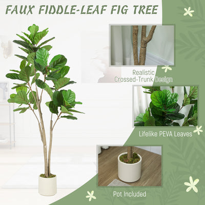 HOMCOM 150cm Artificial Ficus Tree - Green 
