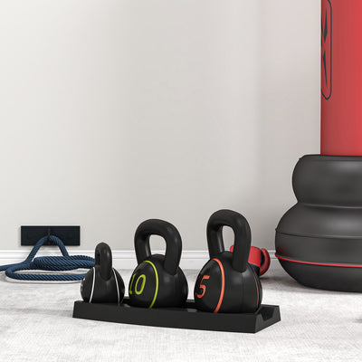 SPORTNOW Three-Piece Kettlebell Set, 5lbs, 10lbs, 15lbs with Storage Tray 