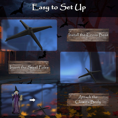 Outsunny 6ft Animated Witch Decoration, with Sound - Purple/White