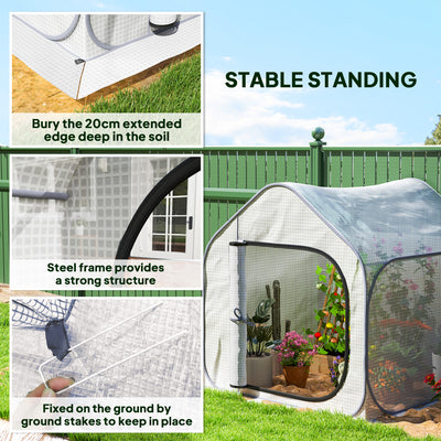 Outsunny 150 x 148cm Pop-Up Greenhouse - White 