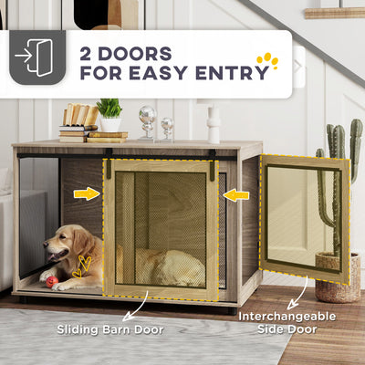 PawHut Dog Crate Furniture with Sliding Door for Extra Large Dogs, 118 x 75.5 x 82cm, Walnut Brown 