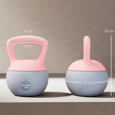 SPORTNOW 10KG Soft Kettlebell, Kettlebell with Non-Slip Handle for Home Gym, Weight Lifting, Strength Training, Pink/Grey 