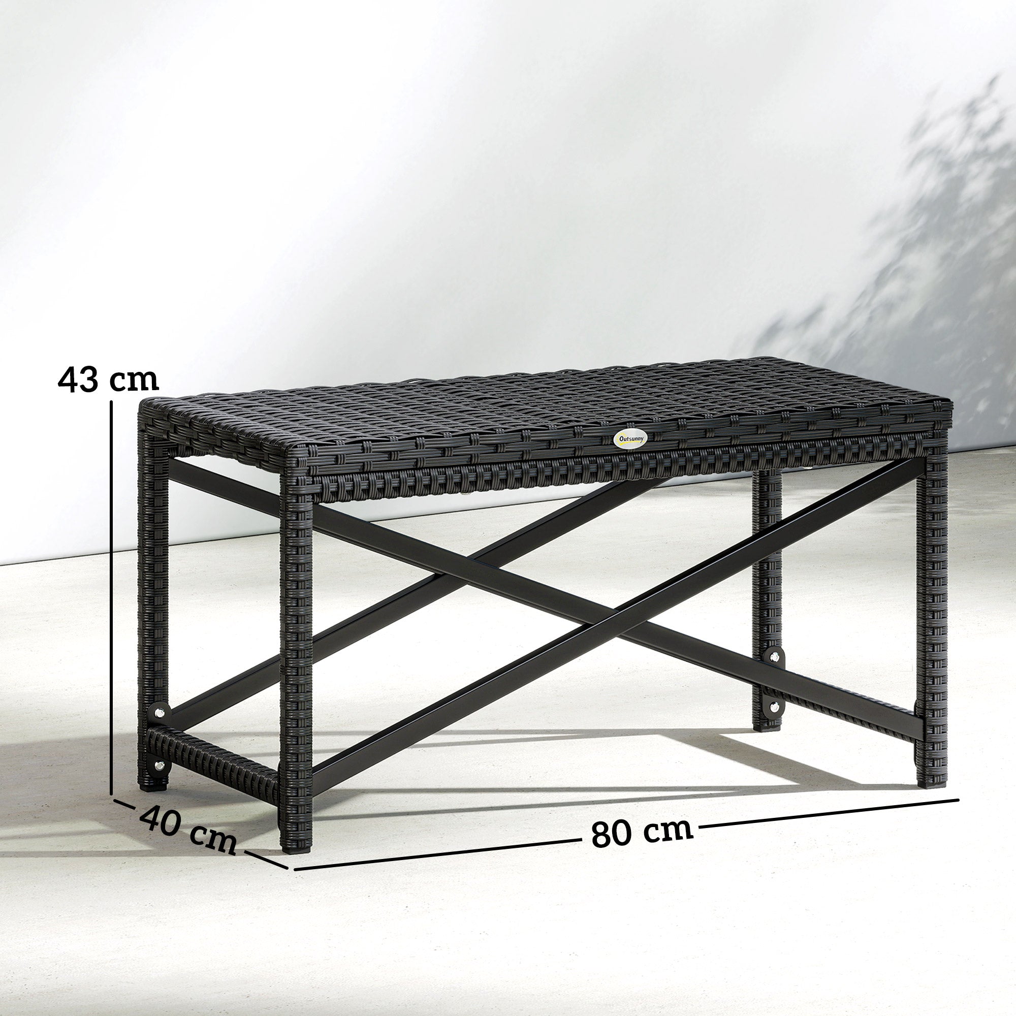 Outsunny Outdoor Coffee Table Side Table with X-Shape Frame for Patio, Balcony, Black 