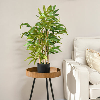 HOMCOM 2 PCs Artificial Plants Bamboo Tree in Pot Desk Fake Plants for Home Indoor Outdoor Decor, 15x15x60cm, Green 