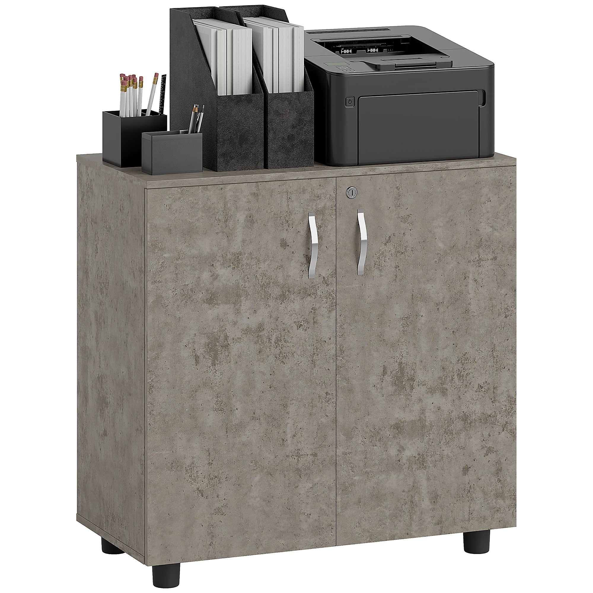 Vinsetto Two-Tier Locking Office Storage Cabinet - Grey 